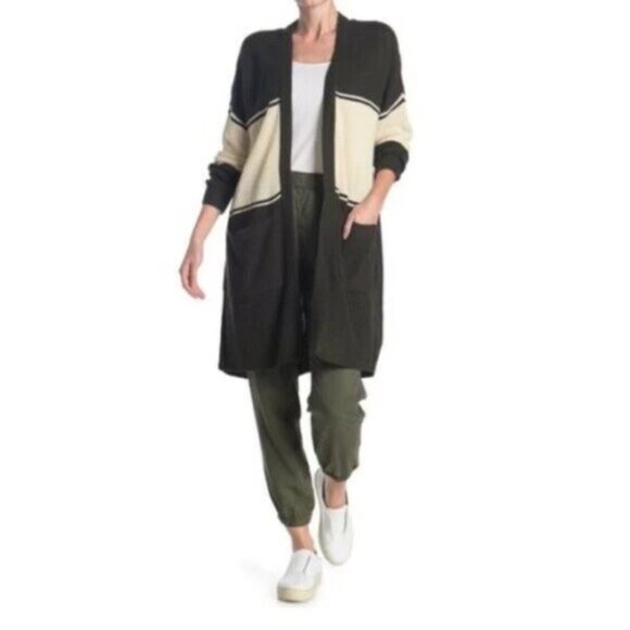 Sanctuary Shaker Stitch Cardigan Sweater Size Large Longline Color Block - Picture 1 of 6